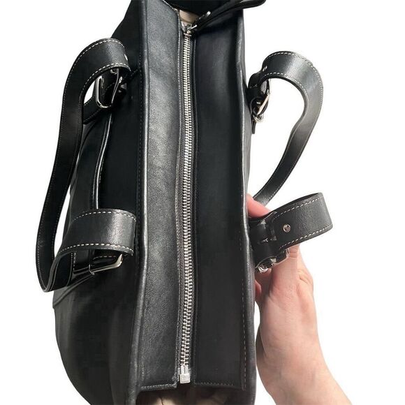 Coach Women's Black Leather Large Shoulder Tote Bag - Picture 4 of 11